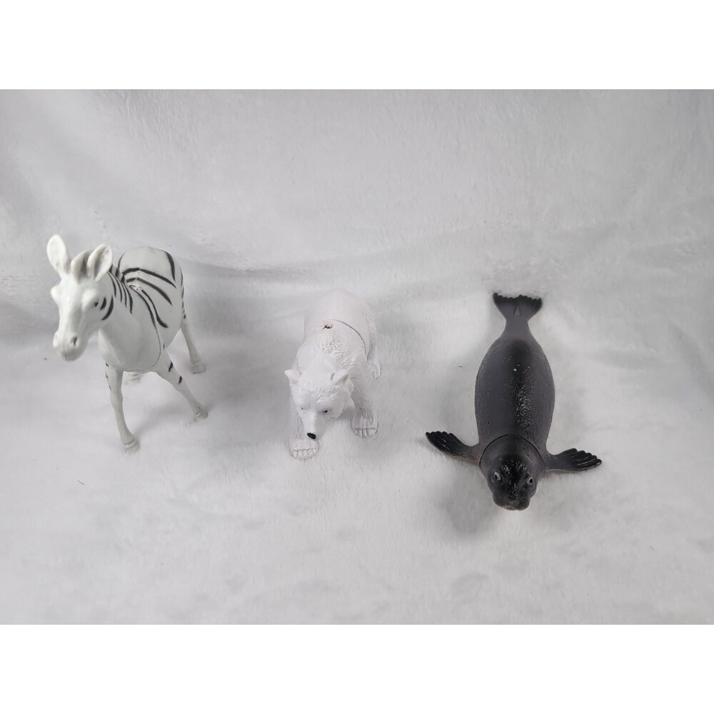 Lot Of 3 Greenbrier International Zebra Polar Bear Sea Lion Toy Figure Wildlife